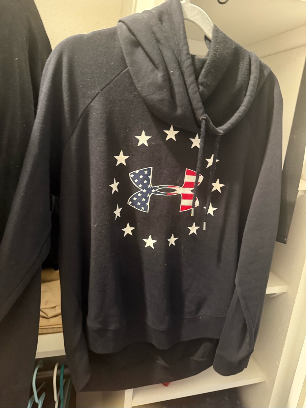 Under Armour Black Hoodie with American Flag Logo